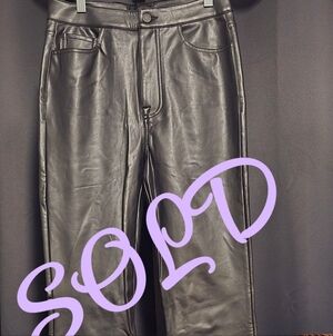 7 For All Mankind Faux Black Leather Pants Size 26 Bootcut